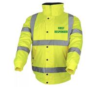 First Responder Yellow Hi Vis Bomber Jacket Reflective, Waterproof, Medical, Conforms to EN20471 Class 3, High Visibility, By Brook Hi Vis, Small