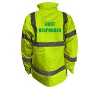 First Responder Yellow Hi Vis Parka Jacket Reflective, Waterproof, Medical, Conforms to EN20471 Class 3, High Visibility, By Brook Hi Vis, Large