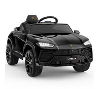 First Ride On Electric Car for Kids 12V Licensed Lamborghini Ride On Car with Remote Control, LED Lights, Music Players, Lockable Doors, Spring Suspension, Toddler Cars to Drive (Black)