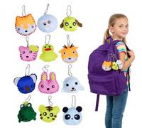 First Sewing Kit for Kids, Fuzzy Felt Craft Kit, 12-Piece Cute Animal Keychain Sewing Craft Kits, Fun Sew DIY Craft Ornaments Kid Educational Toys for Kids Age 5-12 Learn to Sew Arts and Crafts