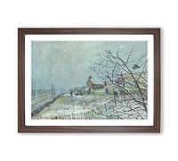 First Snow at Veneux-Nadon by Alfred Sisley Framed Print | A2 Walnut Framed Wall Art | Ready to Hang | Modern Landscape Picture | Living Room Bedroom Lounge Office