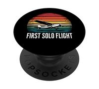 First Solo Flight Flying Pilot Achievement retro plane PopSockets Adhesive PopGrip