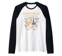First State Chicken Shirt Christmas in Delaware Lighthouse Raglan Baseball Tee