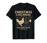 First State Chicken Shirt Christmas in Delaware Lighthouse T-Shirt