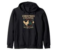First State Chicken Shirt Christmas in Delaware Lighthouse Zip Hoodie