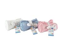 "First Steps" Blue Cellular Blanket in Soft Pure Cotton 70x90cm Machine Washable