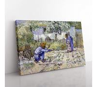 First Steps By Vincent Van Gogh Classic Painting Canvas Wall Art Print Ready to Hang, Framed Picture for Living Room Bedroom Home Office Décor, 60x40 cm (24x16 Inch)