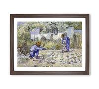 First Steps By Vincent Van Gogh Classic Painting Framed Print | A2 Walnut Framed Wall Art | Ready to Hang | Classic Historical Picture | Living Room Bedroom Lounge Office