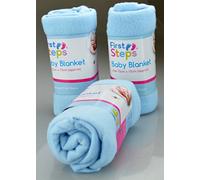 First Steps Pack of 3 Fleece Baby Blankets for Pram, Crib, Moses Basket or Bed 70x70cm