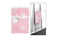 First Steps Pink Baby Blanket 75X100CM Heart Design