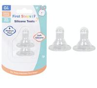 First Steps Standard Neck Teats - Medium Flow Baby Bottle Nipples, BPA-Free, Compatible with Standard Neck Bottles, 2-Pack