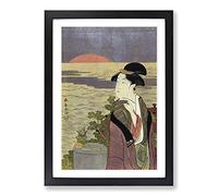 First Sunrise by Eishosai Choki Framed Print | A2 Black Framed Wall Art | Ready to Hang | Modern Landscape Picture | Living Room Bedroom Lounge Office