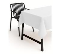 First-Tex Tablecloth Linen Look Lotus Effect Washable with Straight Hem Edge 130 x 300 cm White