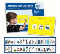 First Then Board, Now Next Later Visual Schedule for Autism/ADHD (English) | A4 Board, 32 Nonverbal Communication Cards, Boardmaker PCS Symbols, PECS-Compatible, SEN, Classroom Home Routine