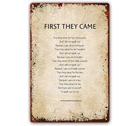 First They Came Poem Min Niem?ller Quotes Poetry Novelty Retro Metal Tin Sign Funny Wall Decor Garage Bar Courtyard Living room 8x12 Inch