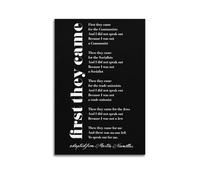 First They Came Poem PrintClassic Aesthetic Poster Decorative Painting Canvas Wall Art Living Room Poster Bedroom PaintingUnframe-style 08x12inch(20x30cm)
