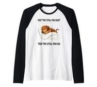 First They Steal Your Heart Then They Steal Your Bed Raglan Baseball Tee