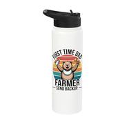 First Time Dad Farmer Send Backup New Father Stainless Steel Insulated Water Bottle