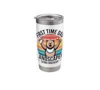 First Time Dad Landscaper Funny New Father Bear Stainless Steel Insulated Tumbler