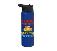 First Time Father Daddy Funny New Born Child Baby Dad Stainless Steel Insulated Water Bottle