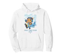 First Time Flyer 2025 Teddy Bear Aviator Kids Toddlers Teens Pullover Hoodie
