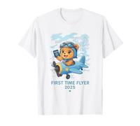 First Time Flyer 2025 Teddy Bear Aviator Kids Toddlers Teens T-Shirt