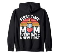 First Time Mom Every Day A New First Retro Zip Hoodie