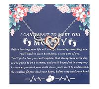 First Time Mom Pregnancy Gift Necklace with Message Card Baby Feet Footprints Pendant Necklace for Expecting Mom (UK Love Boundless NL)