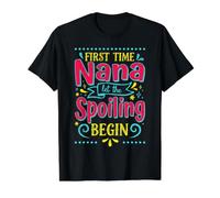 First Time Nana Let the Spoiling Begin Proud Grandma Value Graphic T-Shirt, Men, Black, S