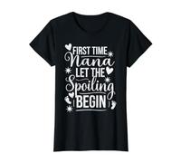 First Time Nana Let the Spoiling Begin Proud Grandma Value Graphic T-Shirt, Women, Black, M