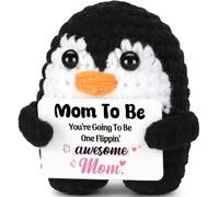 First Time New Mom Gifts for New Mom After Birth, Funny Handmade Crochet Mini Penguin Pregnancy Gifts for Expecting Moms, Thoughtful Gift for First Time Moms Mama Mommy - Mommy To Be Awesome