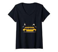 First to See Them, Last to Say Goodbye: School Bus Driver V-Neck T-Shirt, Women, Black, XXL