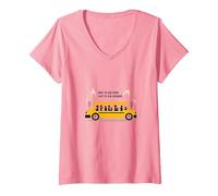 First to See Them, Last to Say Goodbye: School Bus Driver V-Neck T-Shirt, Women, Pink, L
