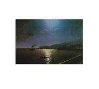 First Train in Feodosia by Two Turkish Ships by Ivan Aivazovsky Painting Art Prints Poster Canvas Wall Art Decorative Bedroom Modern Home Print Picture Artworks 24x36inch(60x90cm)