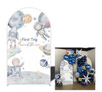 First Trip Around The Sun Arch Cover Backdrop Outer Space Astronaut 1st Birthday Party Background Boy Kids Galaxy Planet Rocket,Spandex Curved Top (Stand is not Included) (G4339,2.6x6ft (W*H))