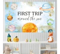 First trip birthday party decoration, first trip around the sun birthday party shooting background banner 350x240CM