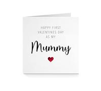 First Valentines Card for Mummy Mum - Cursive Red Heart Love For Her