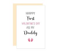 First Valentine's Day Card for Him - New Daddy Valentine Gift from Wife - Heartfelt Card for Husband, Dad from Daughter or Son