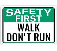 First Walk Don't Run Heavy Duty Warning Metal Sign Tin Signs Aluminum Plaque for Outdoors Use Yard Farm Fence Home Wall Decor 8x12 inch