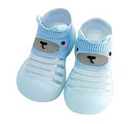 First Walking Shoes Baby Indoor Shoes Breathable Trainers Non-Slip Hut Shoes Flat Sports Shoes Indoor Sock Shoes Cute Training Shoes Soft Soles Barefoot Shoes Trainers, blue, 7 UK Child