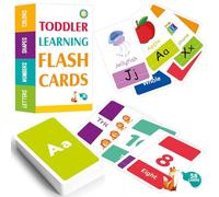 First Word Flashcards, Double Sided Learning Cards Alphabet, Foods, Animals, Shapes, Colors, Vehicle, Body Parts with 2 Reclosable Rings, Learning Tool for Pre-K Kindergarten Toddlers
