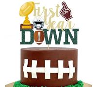 First Year Down Birthday Party Decorations: 1pcs First Year Down Football Cake Topper Football Cake Decorations for Kids 1 Years Old Football Birthday Party Decorations