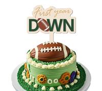 First Year Down Birthday Party Decorations, Rugby Football Cake Topper Football Cake Decors Three-dimensional 1st Birthday Decor, First Birthday Cake Topper for Home Party Photo Props Supplies