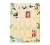 First Year Photo Card - Wooden Flowering | Monthly Milestone Photo Frame | Birthday Decorations Keepsake Frame for Nursery Decorations for Children