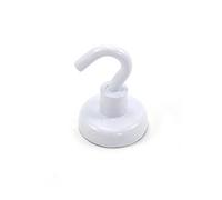 FIRST4MAGNETS 25mm White Painted Neodymium Hook Magnet with M5 Hook for Fridge, Whiteboard, Noticeboard, Filing Cabinet or Office - 25mm Diameter x 36.5mm High - 20kg Pull