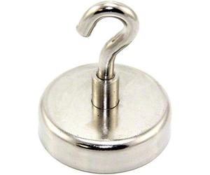 FIRST4MAGNETS 60mm Dia Neodymium Clamping Magnet with M8 Hook - 139kg Pull