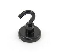 FIRST4MAGNETS Black Painted Neodymium Hook Magnet with M6 Hook for Fridge, Whiteboard, Noticeboard, Filing Cabinet or Office - 32mm Diameter x 42mm High - 36.4kg Pull