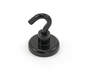 FIRST4MAGNETS Black Painted Neodymium Hook Magnet with M6 Hook for Fridge, Whiteboard, Noticeboard, Filing Cabinet or Office - 32mm Diameter x 42mm High - 36.4kg Pull