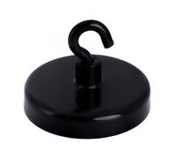 FIRST4MAGNETS Ferrite Black Painted Clamping Magnet with M4 Hook for Hanging, Holding or Displaying Items - 40mm Dia - 10.2kg Pull - Pack of 20
