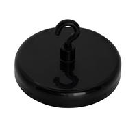 FIRST4MAGNETS Ferrite Black Painted Clamping Magnet with M4 Hook for Hanging, Holding or Displaying Items - 57mm Dia - 25kg Pull - Pack of 20